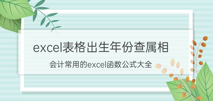 excel表格出生年份查属相 会计常用的excel函数公式大全？